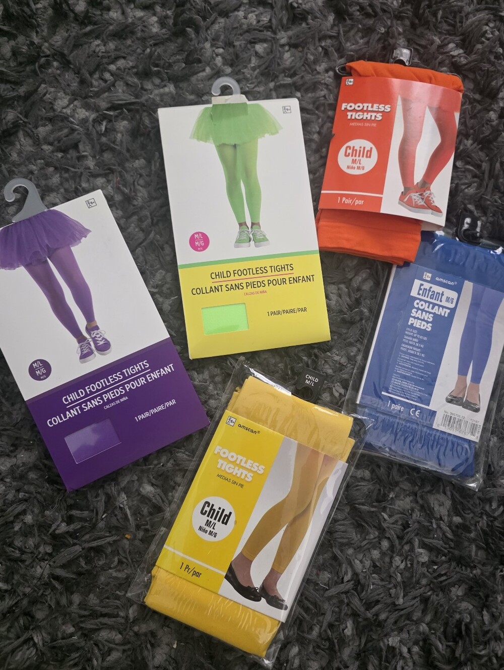Set Of 5 Child Footless Tights M/L